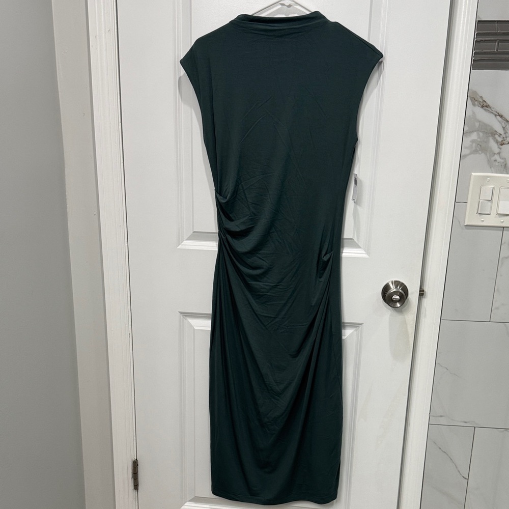 Midi Mock Neck Slate Gray/Green Sleeveless Dress